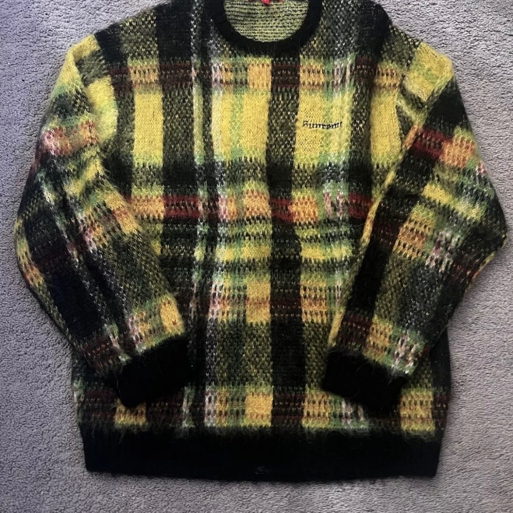 Supreme plaid mohair crewneck large